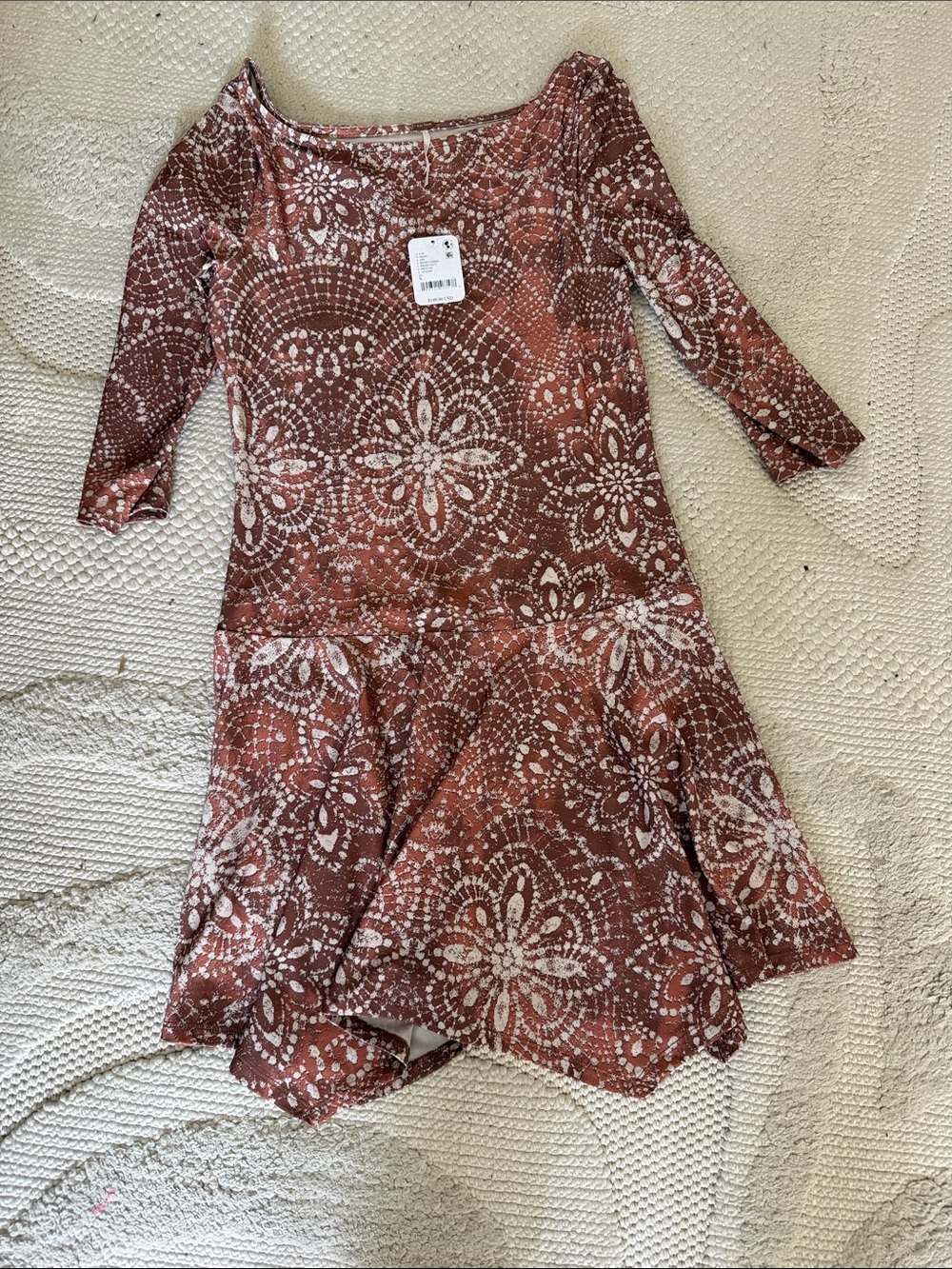 Free People Rust & White Floral Mini Dress